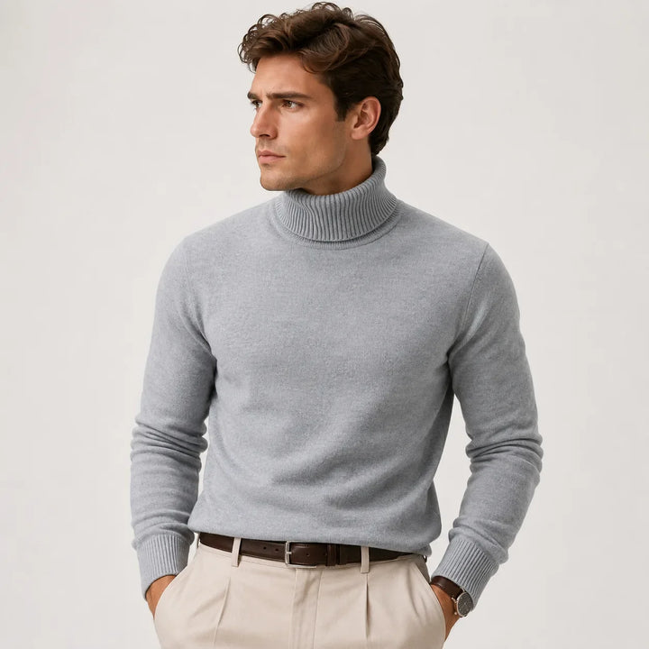 Pull Classique à Col Roulé – Gris