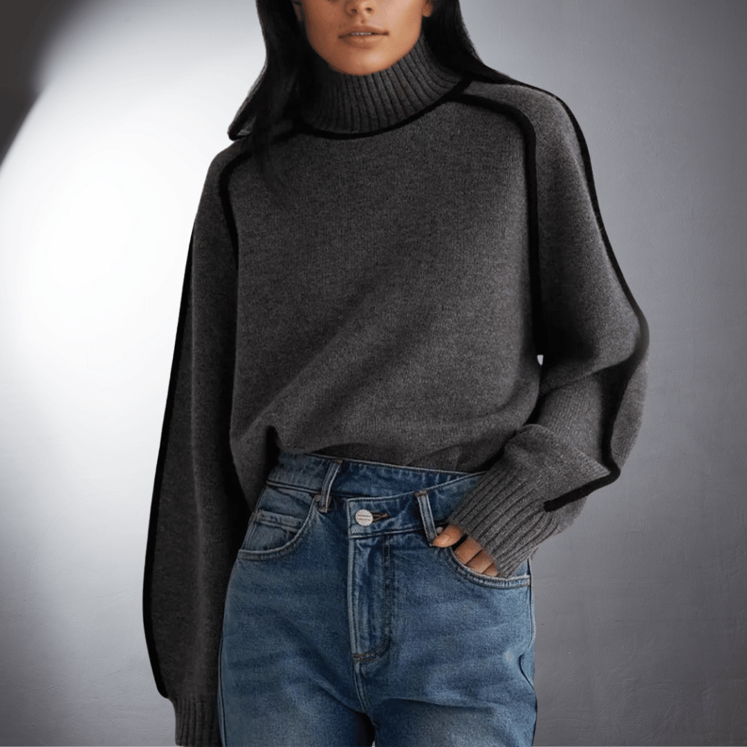 Pull élégant à lignes contrastées – Gris