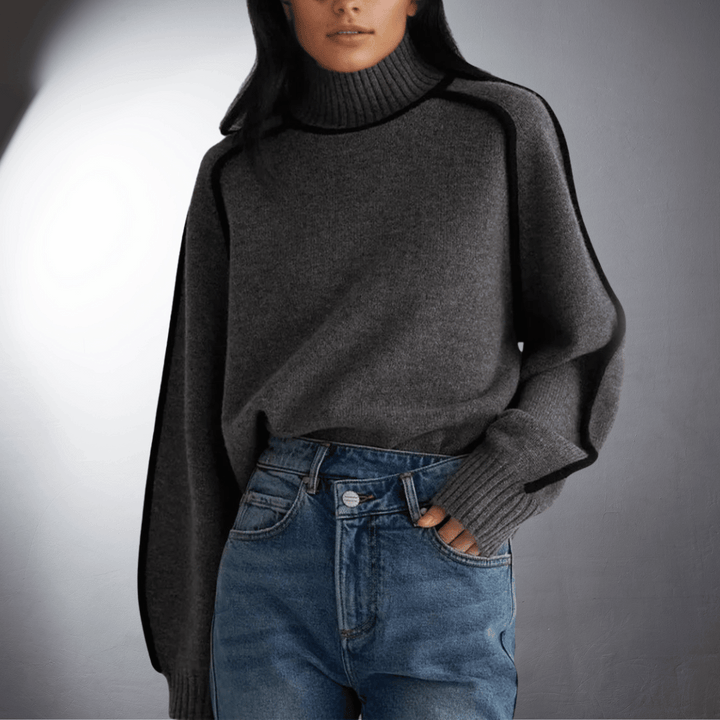Pull élégant à lignes contrastées – Gris