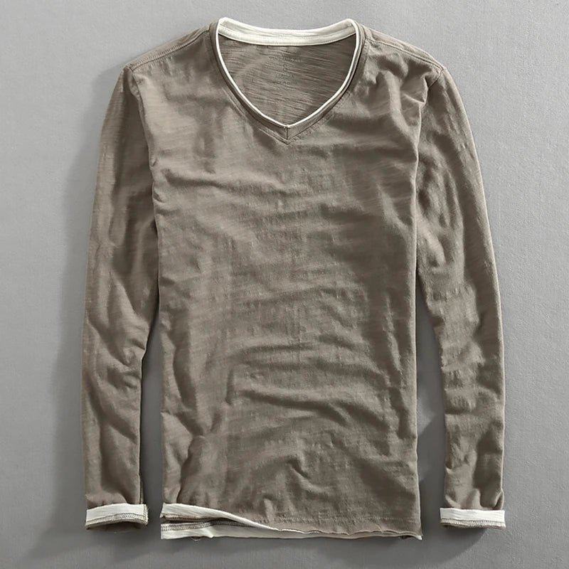 Sweat Homme Col V Contrasté – Gris