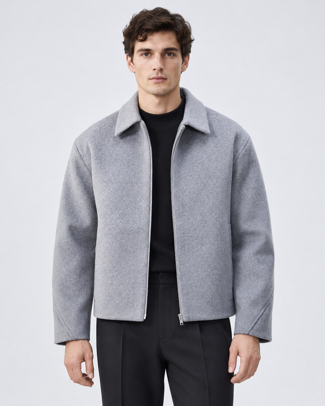 Veste Homme Zippée Coupe Droite – Gris