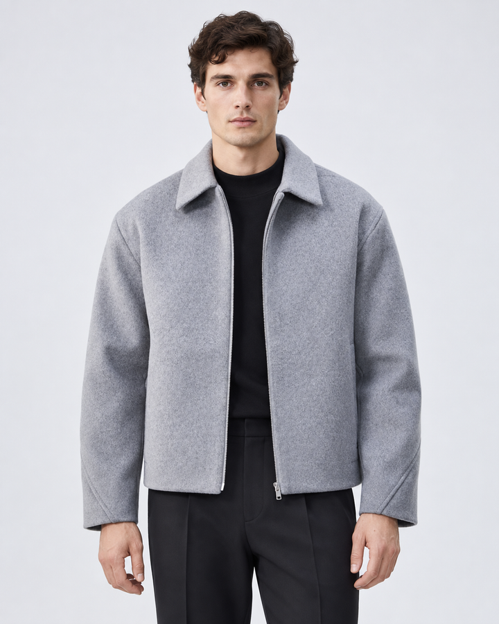 Veste Homme Zippée Coupe Droite – Gris