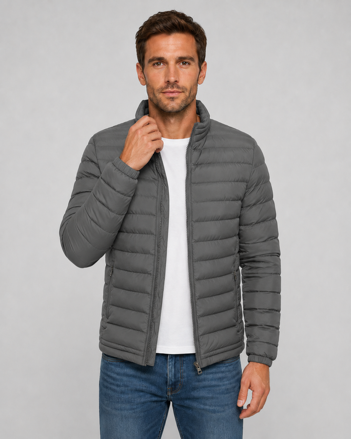 Veste Légère à Col Montant – Gris