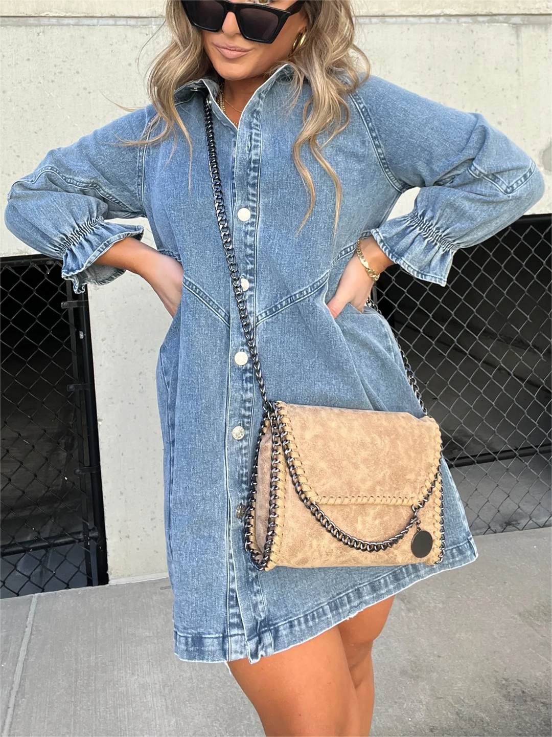 Robe Chemise en Jean Lexie – Coupe Droite & Détails Décontractés