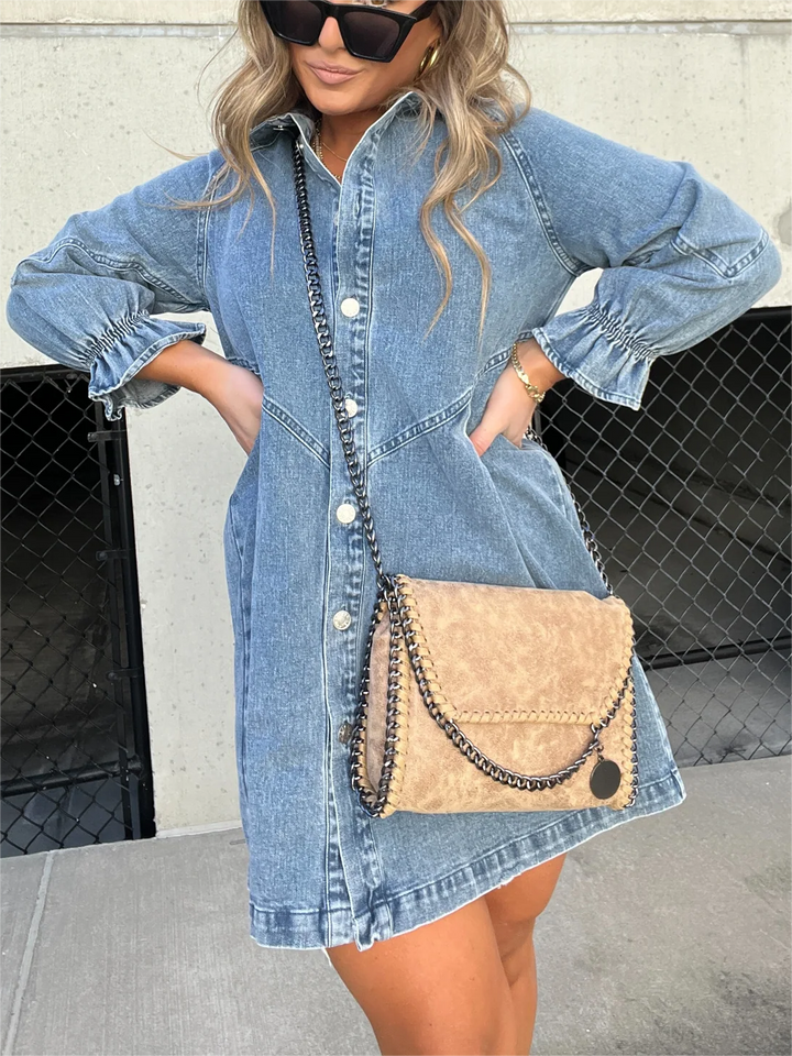 Robe Chemise en Jean Lexie – Coupe Droite & Détails Décontractés