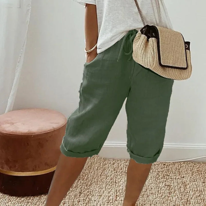 Breezia | Short Bermuda Taille Haute Lin Coupe Ample Casual Été Pour Femme