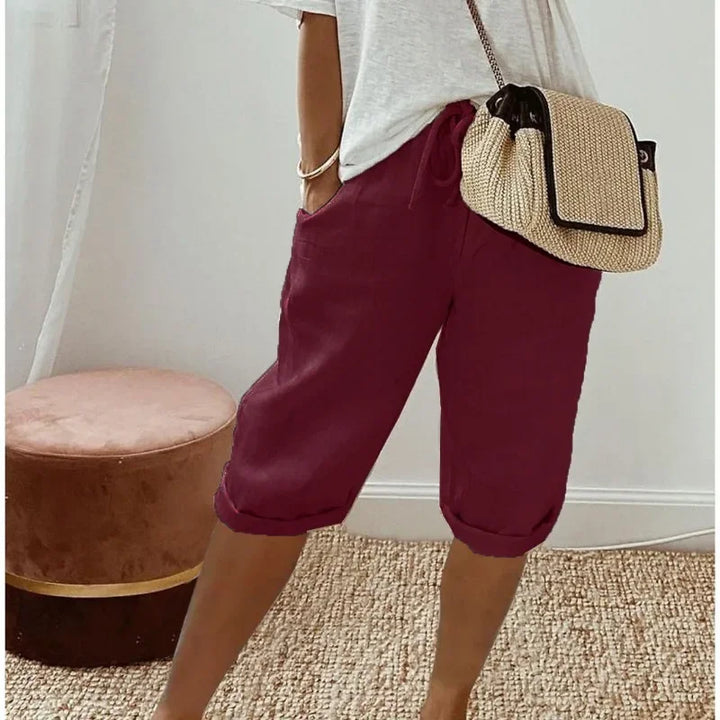 Breezia | Short Bermuda Taille Haute Lin Coupe Ample Casual Été Pour Femme