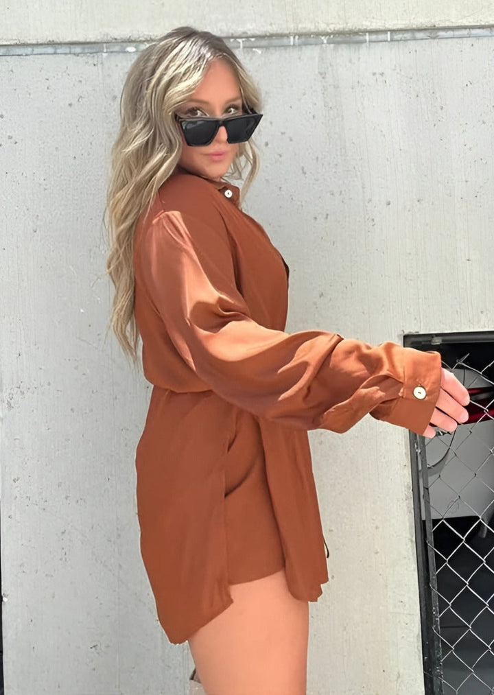 Blanche | Robe chemise courte avec taille marquée pour femmes