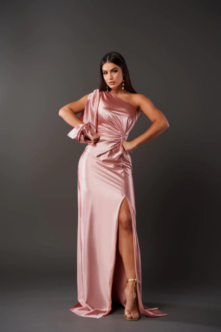 Adaya | Robe longue à épaule unique avec fente haute pour femmes
