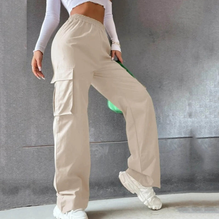 Edana | Pantalon Cargo Taille Haute avec Poches Latérales pour Femmes