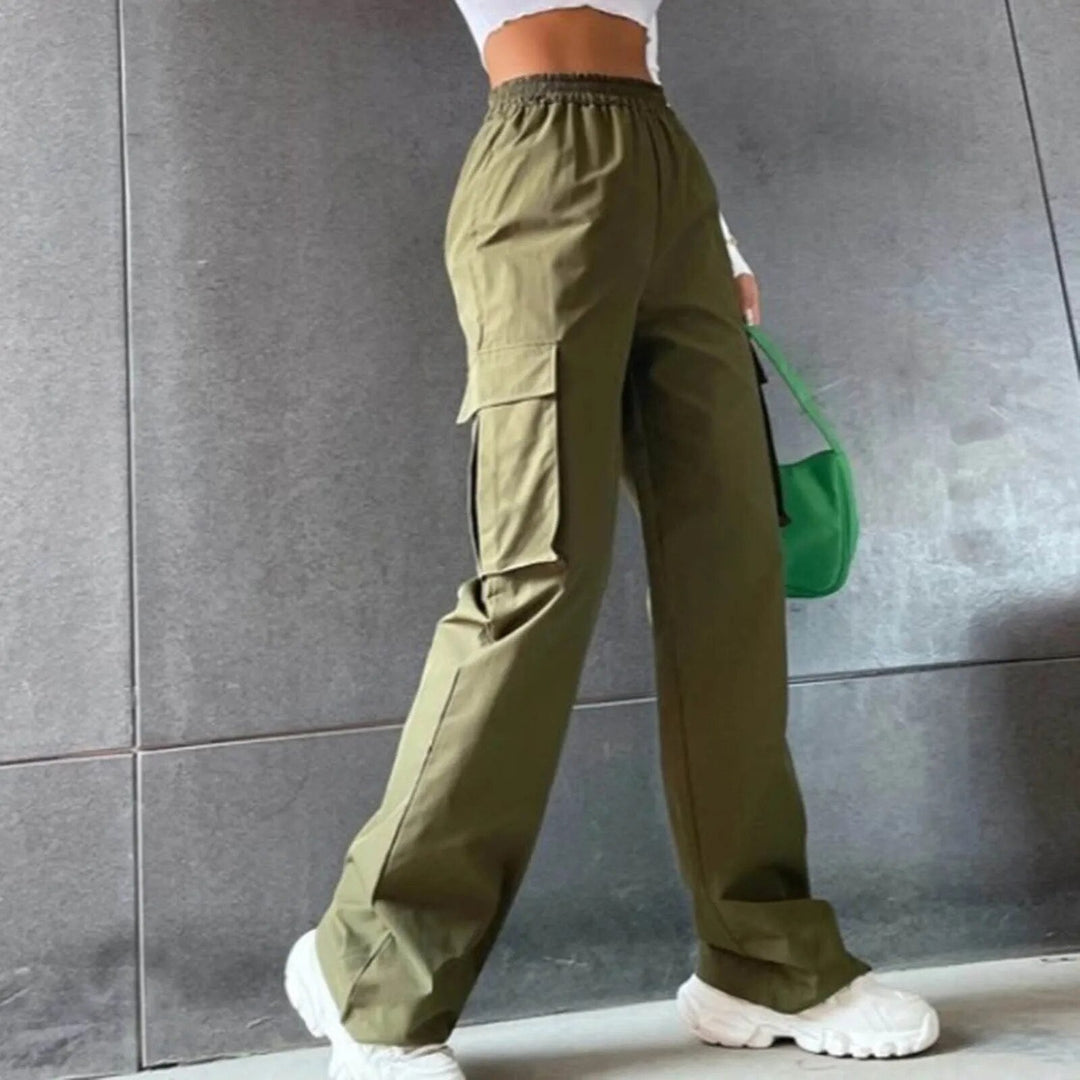 Edana | Pantalon Cargo Taille Haute avec Poches Latérales pour Femmes