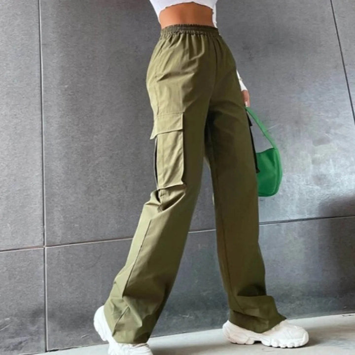 Edana | Pantalon Cargo Taille Haute avec Poches Latérales pour Femmes