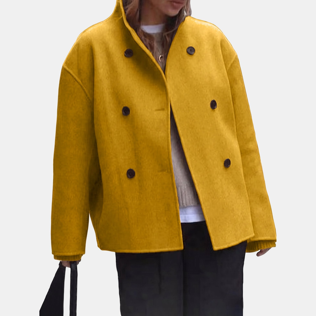 Manteau Court Élégant Oversize – Jaune