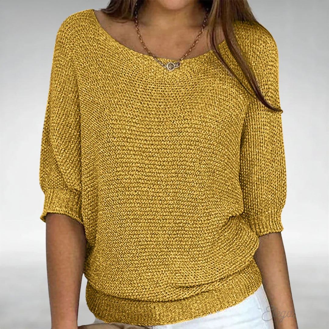 Pull élégant à col bateau – Jaune