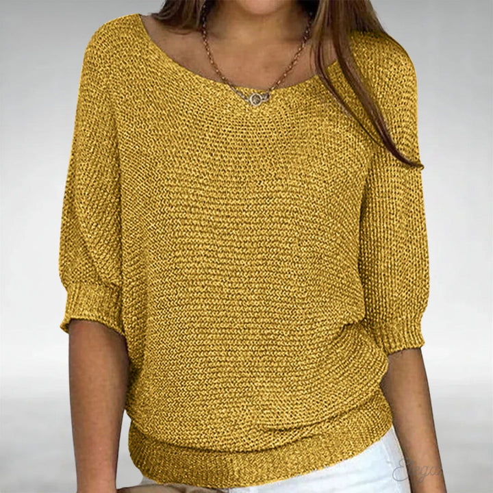 Pull élégant à col bateau – Jaune