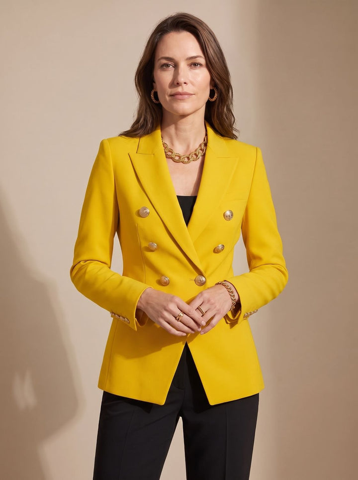 Veste Blazer Croisée Structurée – Jaune