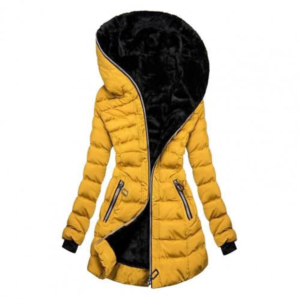 Veste Chaude et Cintrée à Capuche – Jaune