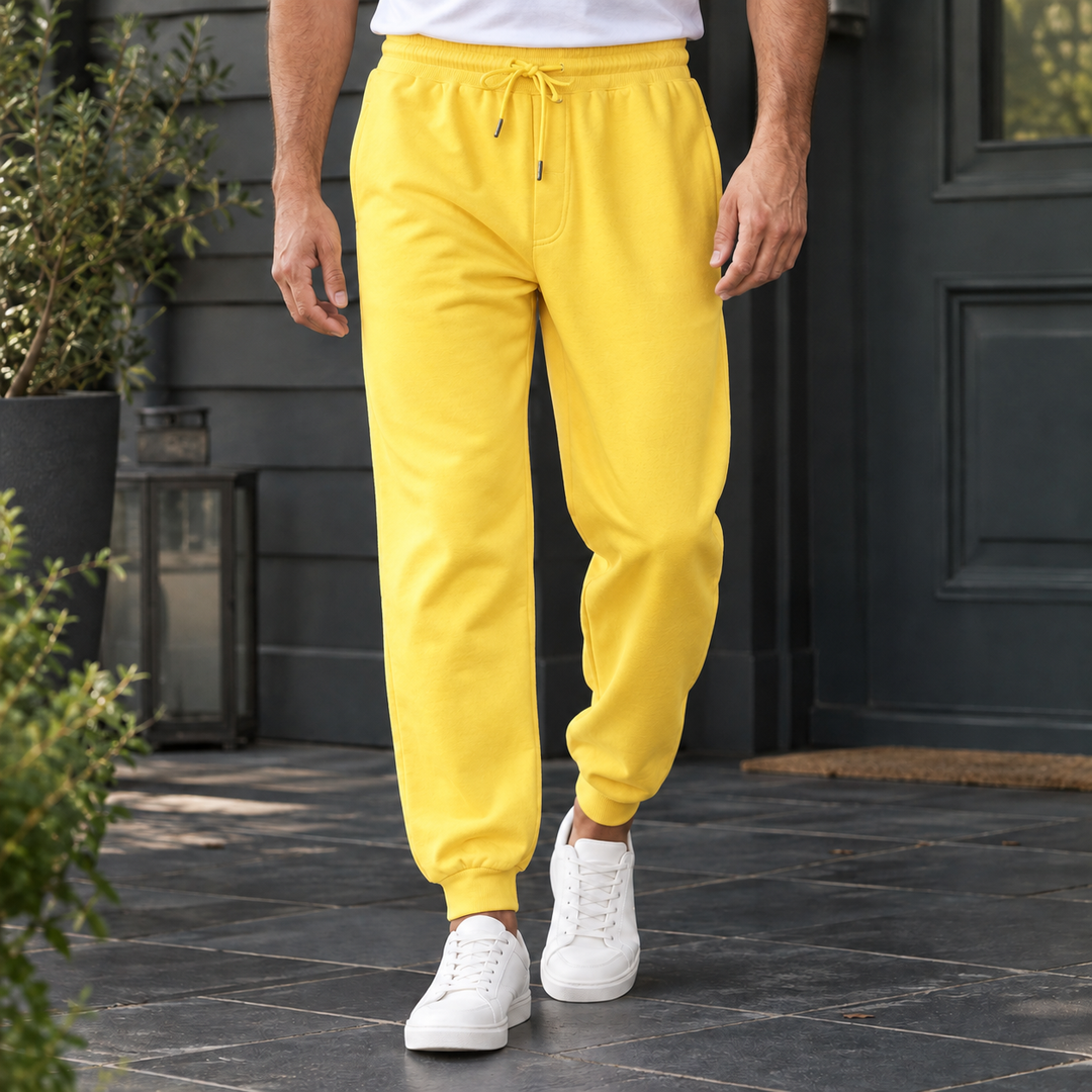 Jogging Homme Coupe Fuselée – Jaune European Size