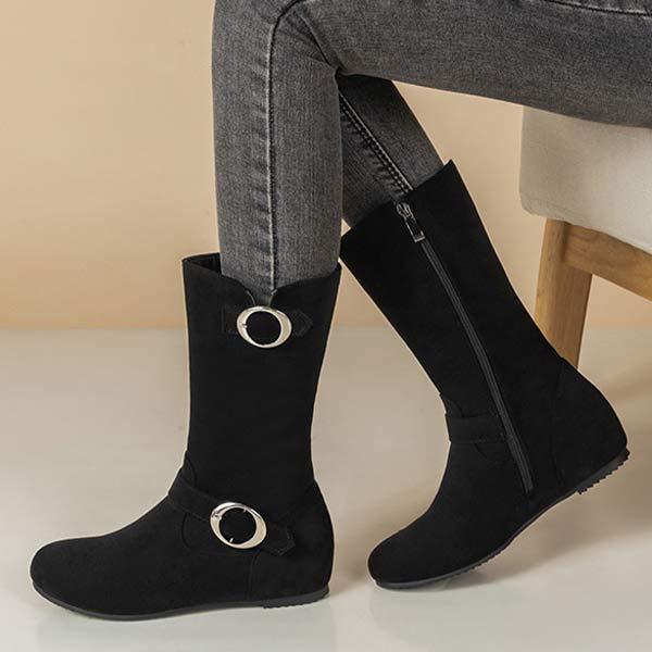 Bottines Mi-Hautes en Suédine | Détails Métalliques | Confort et Style