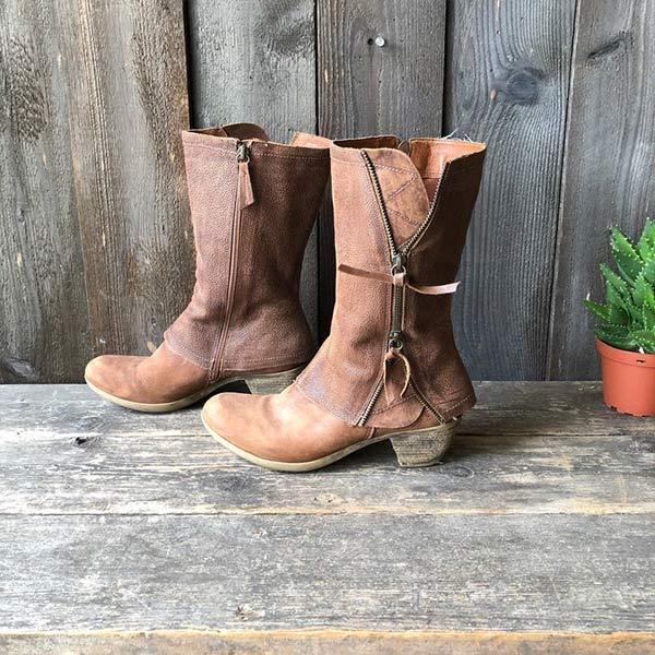 Bottines en Cuir Vintage | Élégance Rustique | Look Western