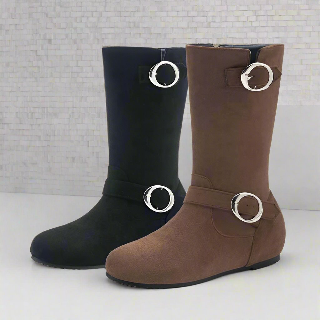 Bottines Mi-Hautes en Suédine | Détails Métalliques | Confort et Style