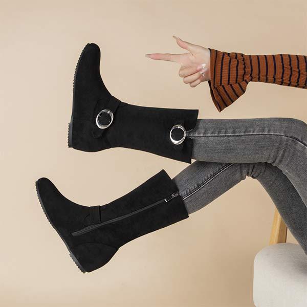 Bottines Mi-Hautes en Suédine | Détails Métalliques | Confort et Style