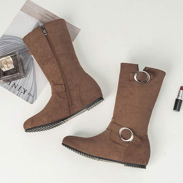 Bottines Mi-Hautes en Suédine | Détails Métalliques | Confort et Style