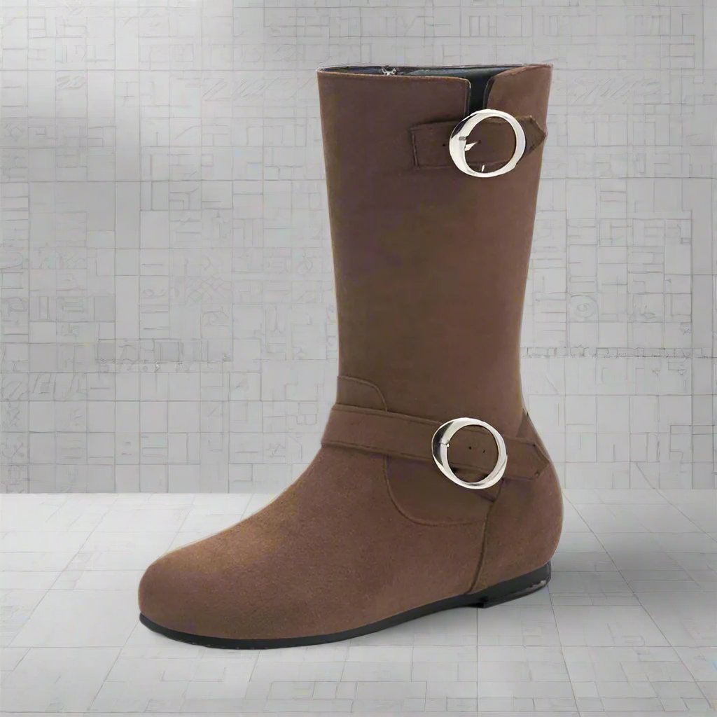 Bottines Mi-Hautes en Suédine | Détails Métalliques | Confort et Style