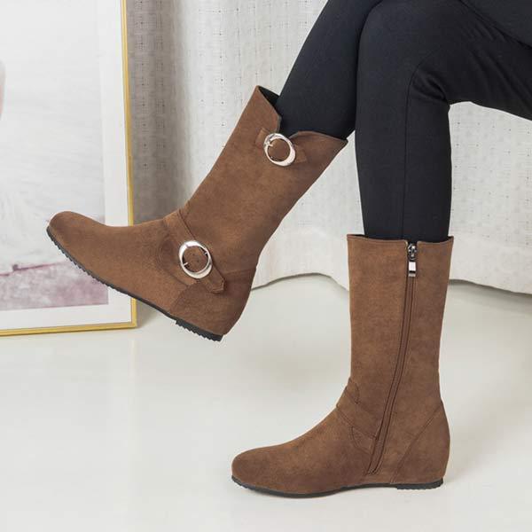 Bottines Mi-Hautes en Suédine | Détails Métalliques | Confort et Style