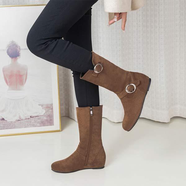 Bottines Mi-Hautes en Suédine | Détails Métalliques | Confort et Style