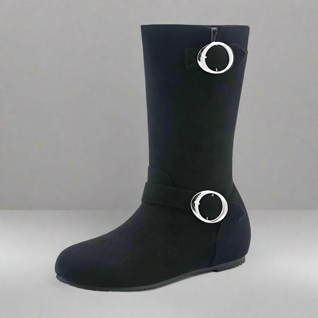 Bottines Mi-Hautes en Suédine | Détails Métalliques | Confort et Style