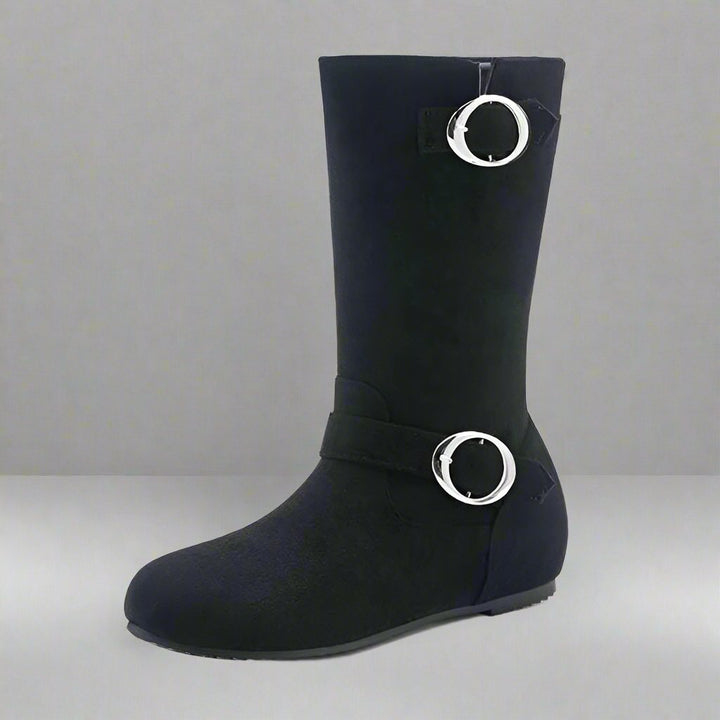 Bottines Mi-Hautes en Suédine | Détails Métalliques | Confort et Style