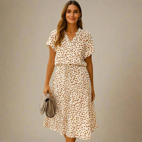 Robe Légère à Pois – Coupe Fluide & Élégance Décontractée d’Été