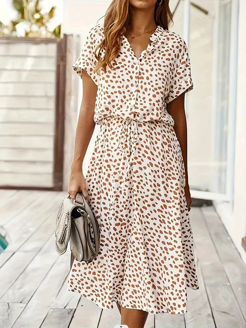 Robe Légère à Pois – Coupe Fluide & Élégance Décontractée d’Été