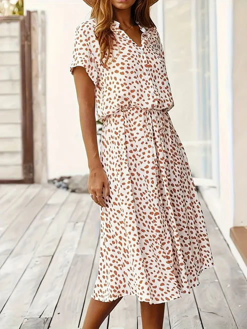 Robe Légère à Pois – Coupe Fluide & Élégance Décontractée d’Été