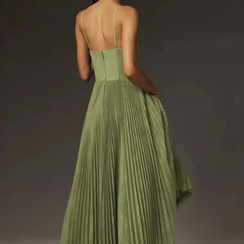 Robe Corset Plissée – Émeraude & Coupe Élégante de Soirée