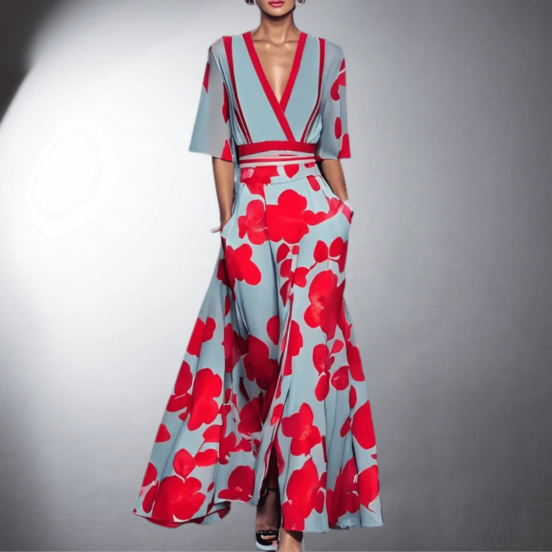 Robe Longue Bloom – Imprimé Graphique & Coupe Moderne Chic