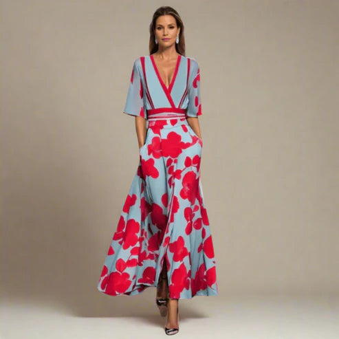 Robe Longue Bloom – Imprimé Graphique & Coupe Moderne Chic