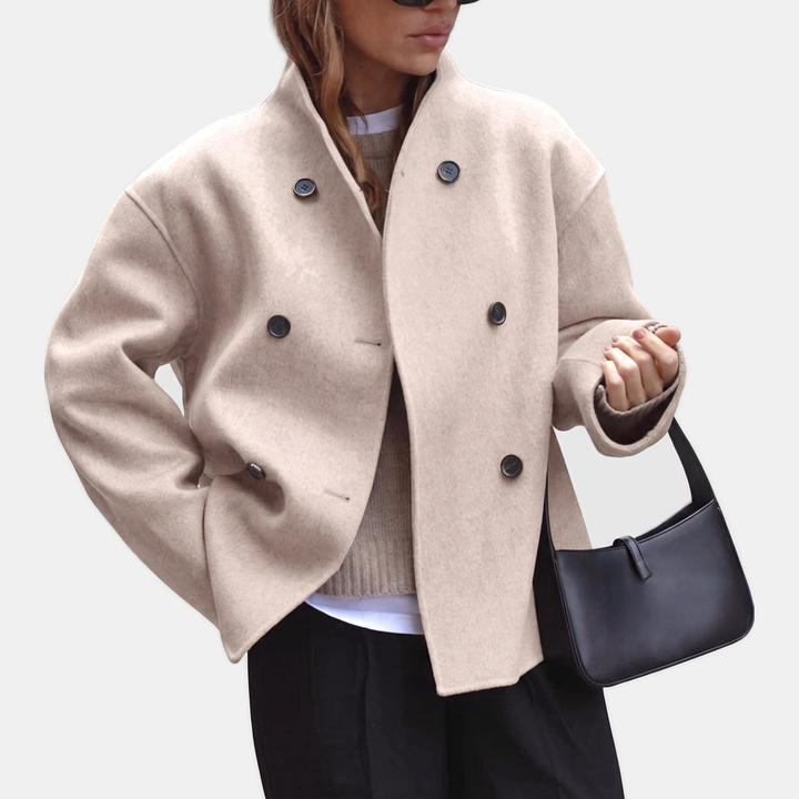 Manteau Court Élégant Oversize – Kaki