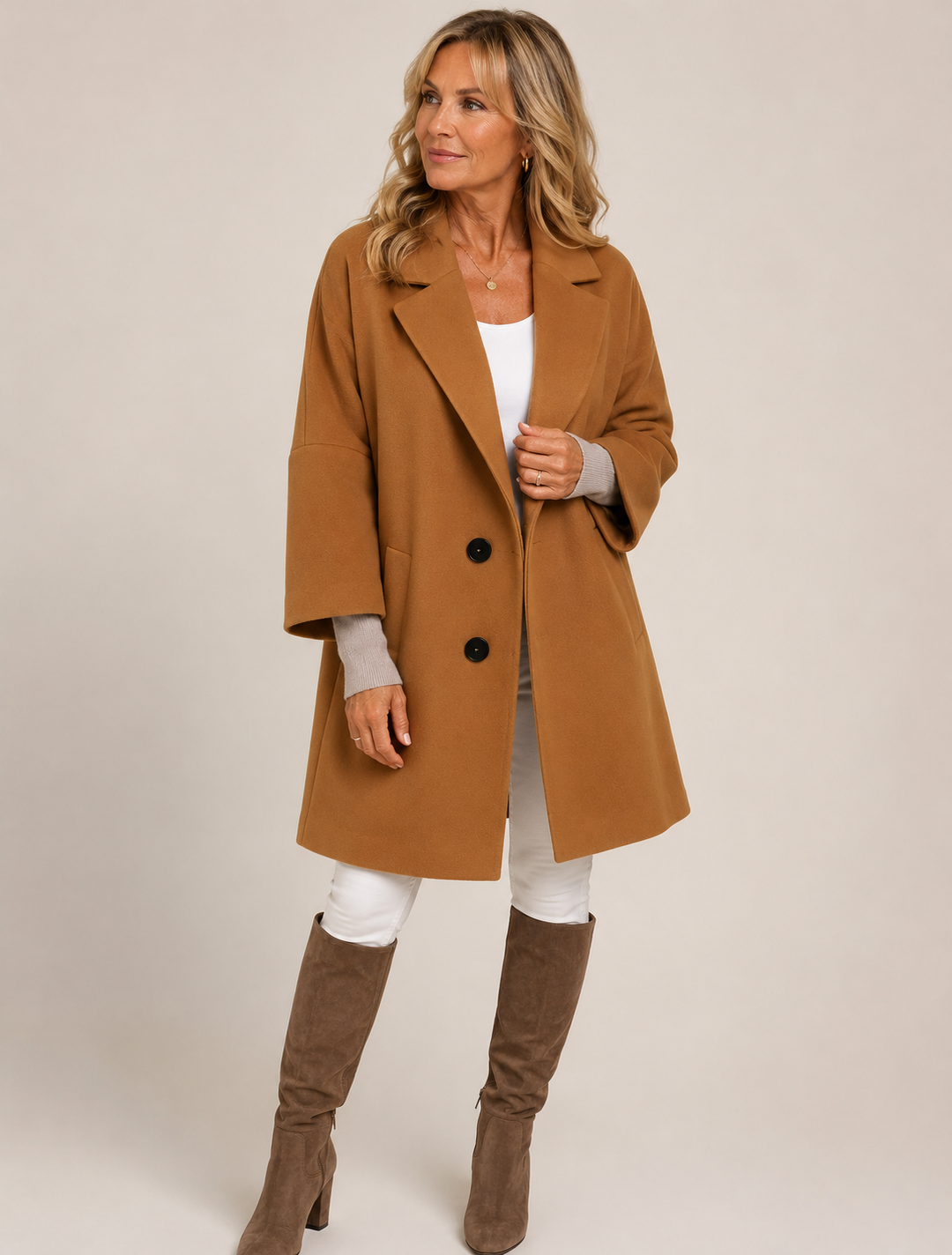 Manteau mi-long structuré – Kaki
