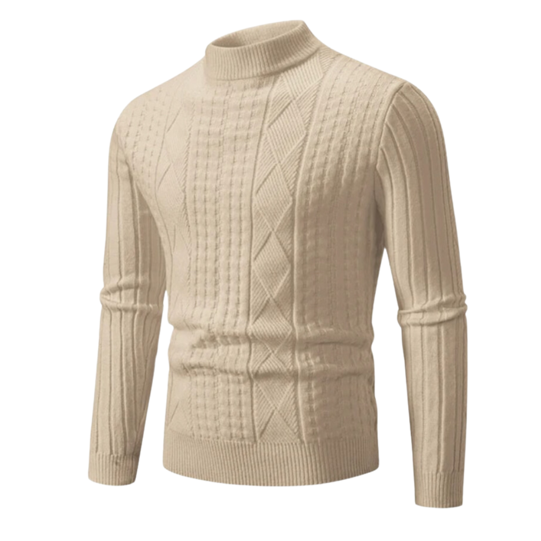 Pull Homme Texturé à Col Roulé – Kaki