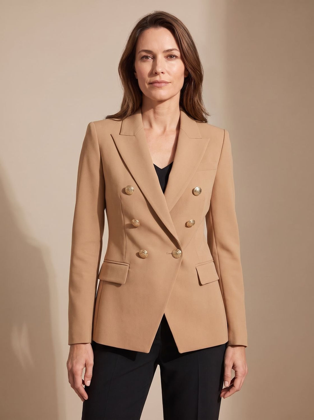 Veste Blazer Croisée Structurée – Kaki