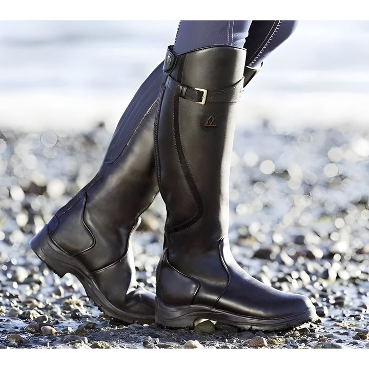 Bottes Hautes Imperméables Cuir Doublées Semelle Antidérapante Outdoor Automne Hiver Pour Femme