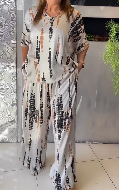 Zafira | Ensemble Deux Pièces Kimono Pantalon Fluide Imprimé Bohème Chic Eté Pour Femme