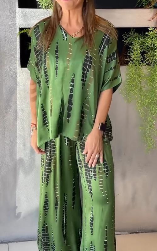 Zafira | Ensemble Deux Pièces Kimono Pantalon Fluide Imprimé Bohème Chic Eté Pour Femme