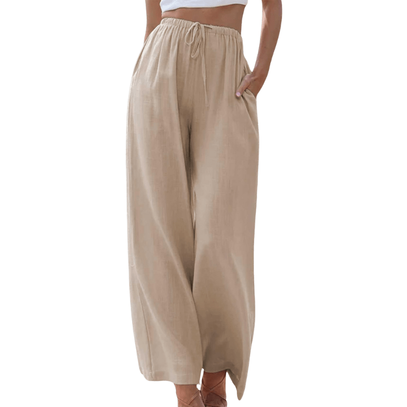 Naturia | Pantalon Large Taille Haute Lin Coupe Ample Casual Été Pour Femme