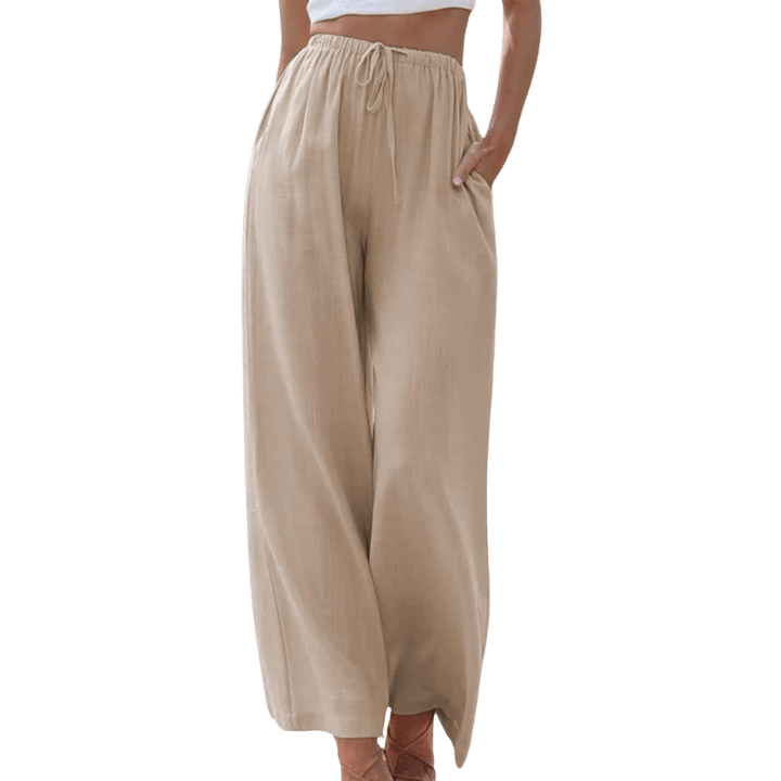 Naturia | Pantalon Large Taille Haute Lin Coupe Ample Casual Été Pour Femme