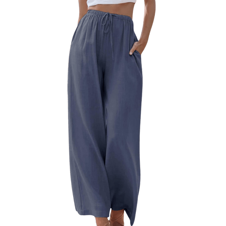 Naturia | Pantalon Large Taille Haute Lin Coupe Ample Casual Été Pour Femme