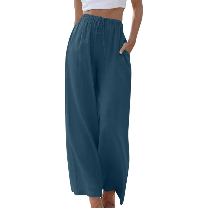 Naturia | Pantalon Large Taille Haute Lin Coupe Ample Casual Été Pour Femme