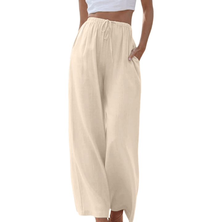 Naturia | Pantalon Large Taille Haute Lin Coupe Ample Casual Été Pour Femme